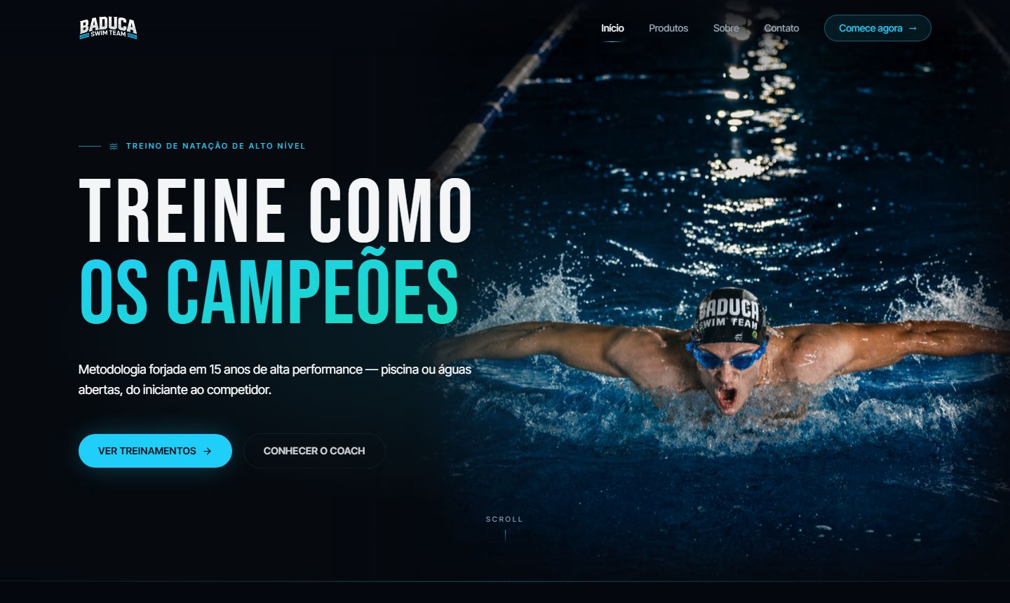 Página inicial do site Baduca Swim Team