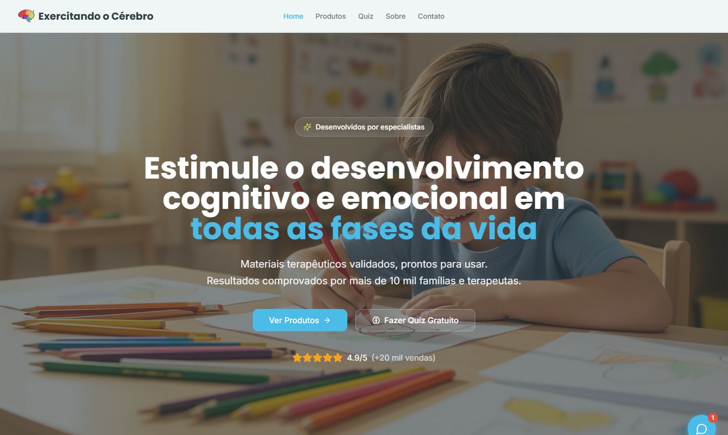 Página inicial do site Exercitando o Cérebro